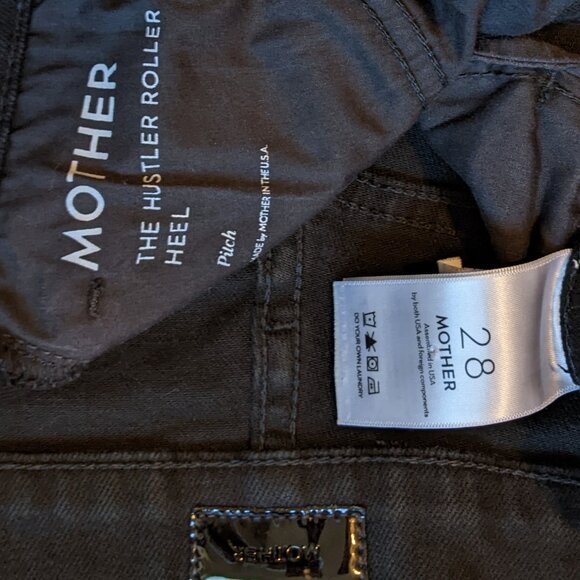 Mother The Hustler Roller Heel Jeans Black Flare High-Rise - Picture 4 of 6